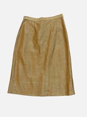 Vintage 1960s Gold Metallic Lurex Skirt Mod Sparkle A Line Party XS 25 Waist -
